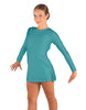Solid Lycra LS Round Neck Dress with Open Back and Side Slits w/attached shorts