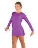 Solid Lycra LS Round Neck Dress with Open Back and Side Slits w/attached shorts