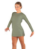 Solid Lycra LS Round Neck Dress with Open Back and Side Slits w/attached shorts