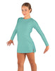 Solid Lycra LS Round Neck Dress with Open Back and Side Slits w/attached shorts