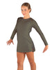 Solid Lycra LS Round Neck Dress with Open Back and Side Slits w/attached shorts