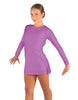 Solid Lycra LS Round Neck Dress with Open Back and Side Slits w/attached shorts