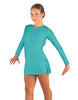 Solid Lycra LS Round Neck Dress with Open Back and Side Slits w/attached shorts