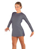 Solid Lycra LS Round Neck Dress with Open Back and Side Slits w/attached shorts