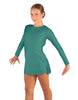 Solid Lycra LS Round Neck Dress with Open Back and Side Slits w/attached shorts