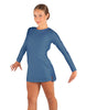 Solid Lycra LS Round Neck Dress with Open Back and Side Slits w/attached shorts