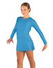Solid Lycra LS Round Neck Dress with Open Back and Side Slits w/attached shorts