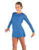 Solid Lycra LS Round Neck Dress with Open Back and Side Slits w/attached shorts