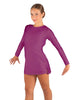 Solid Lycra LS Round Neck Dress with Open Back and Side Slits w/attached shorts