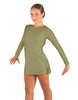 Solid Lycra LS Round Neck Dress with Open Back and Side Slits w/attached shorts