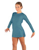 Solid Lycra LS Round Neck Dress with Open Back and Side Slits w/attached shorts