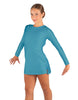 Solid Lycra LS Round Neck Dress with Open Back and Side Slits w/attached shorts