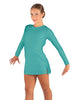 Solid Lycra LS Round Neck Dress with Open Back and Side Slits w/attached shorts