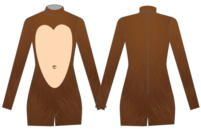Wild Chimpanzee LS Tneck Zipper Back Biketard