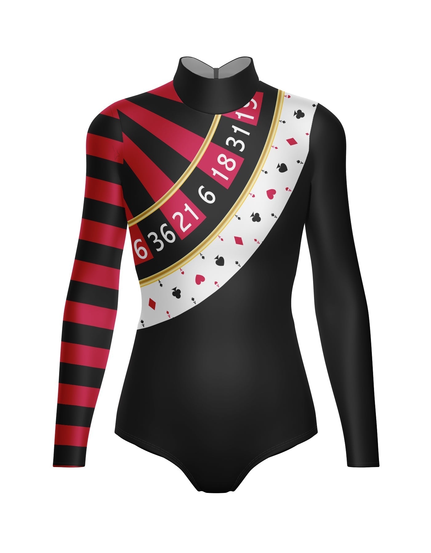 Roulette Wheel LS Tneck Keyhole Back Leotard