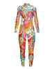 Flower Child Groovy LS Tneck Zipper Back Unitard