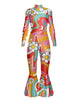 Flower Child Groovy LS Zipper Back Wide Flare Pant Unitard