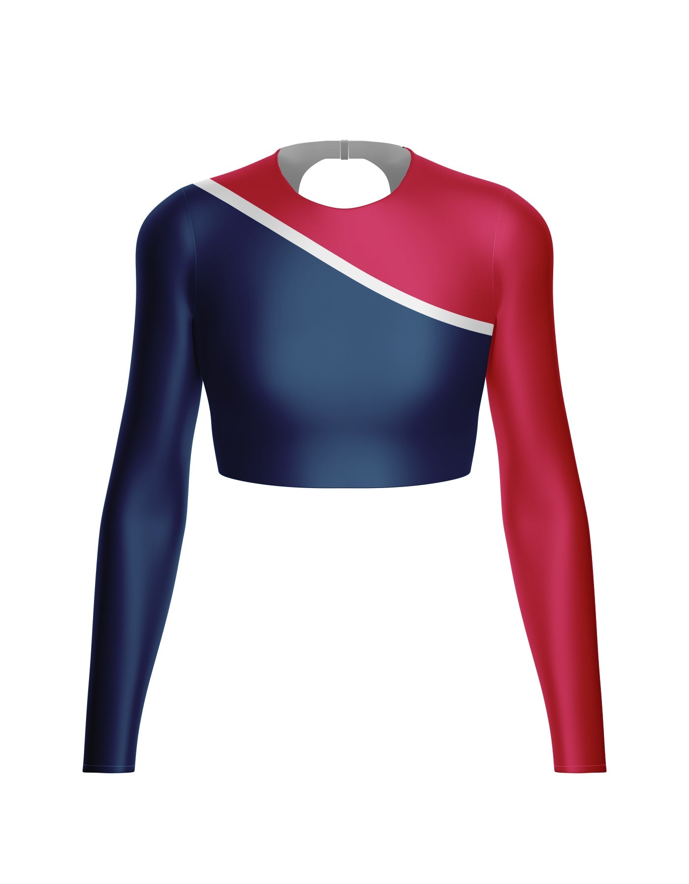Red White and Blue LS Triangle Back Crop Top