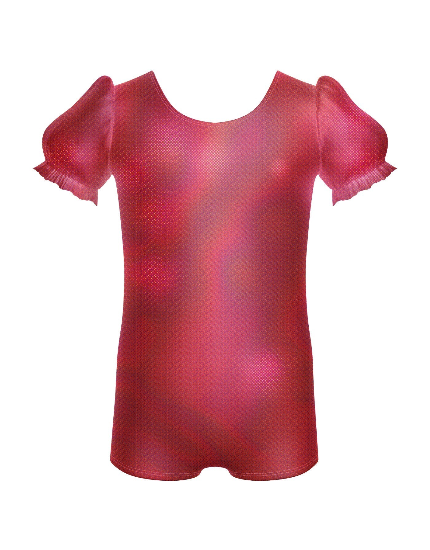 Solid Hologram Puff Sleeve Biketard