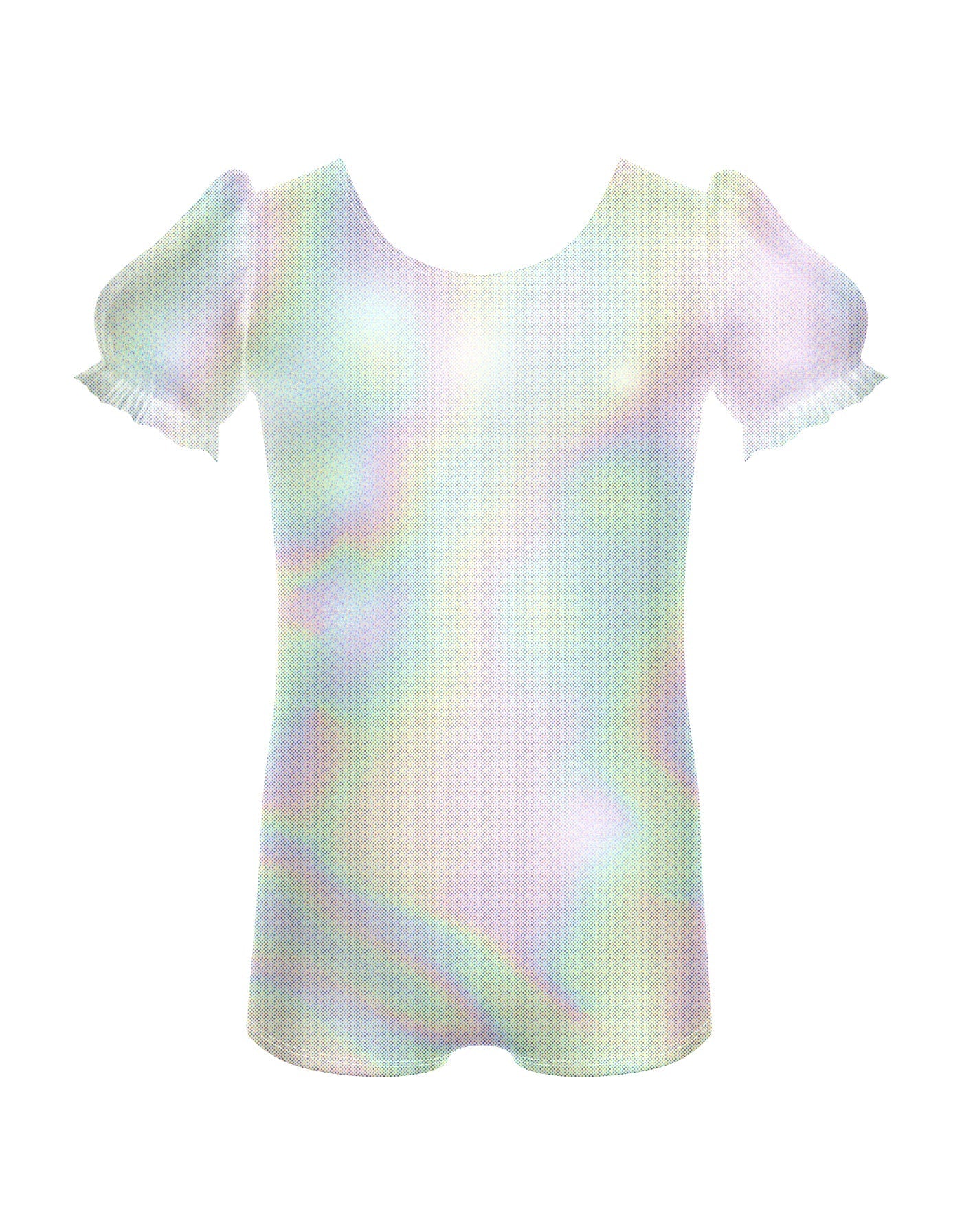 Solid Hologram Puff Sleeve Biketard