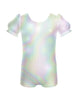 Solid Hologram Puff Sleeve Biketard