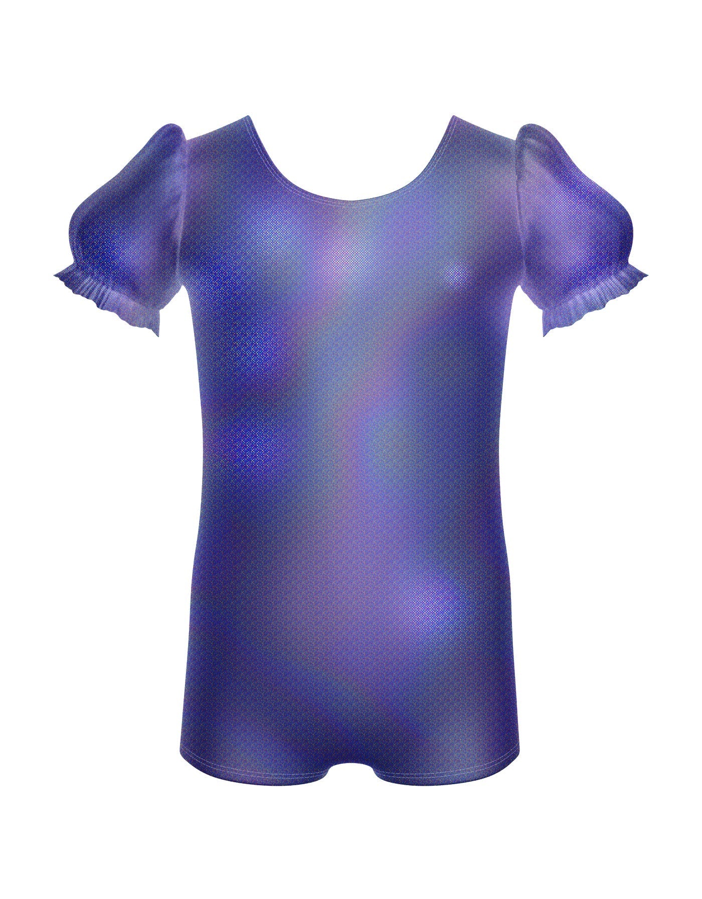 Solid Hologram Puff Sleeve Biketard