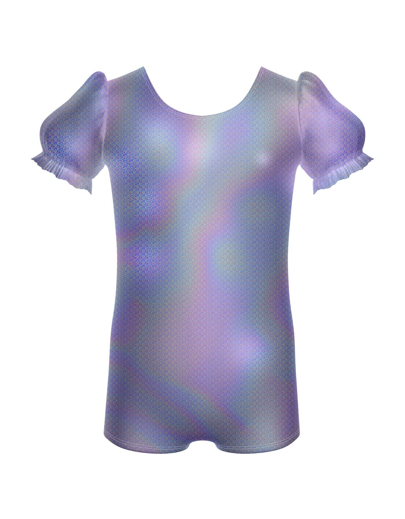 Solid Hologram Puff Sleeve Biketard