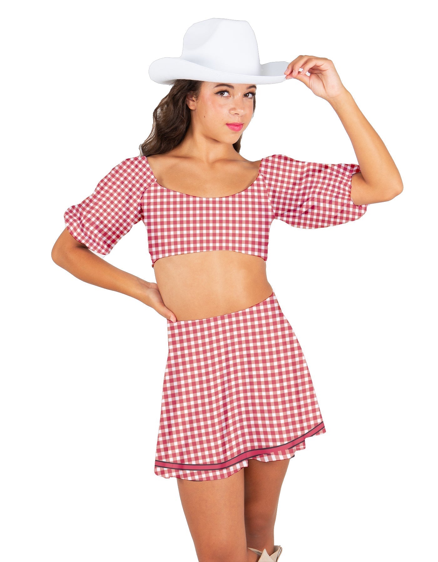 Nashville Peasant Sleeve Tie Up Crop Top