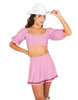 Nashville Peasant Sleeve Tie Up Crop Top