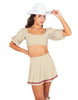 Nashville Peasant Sleeve Tie Up Crop Top