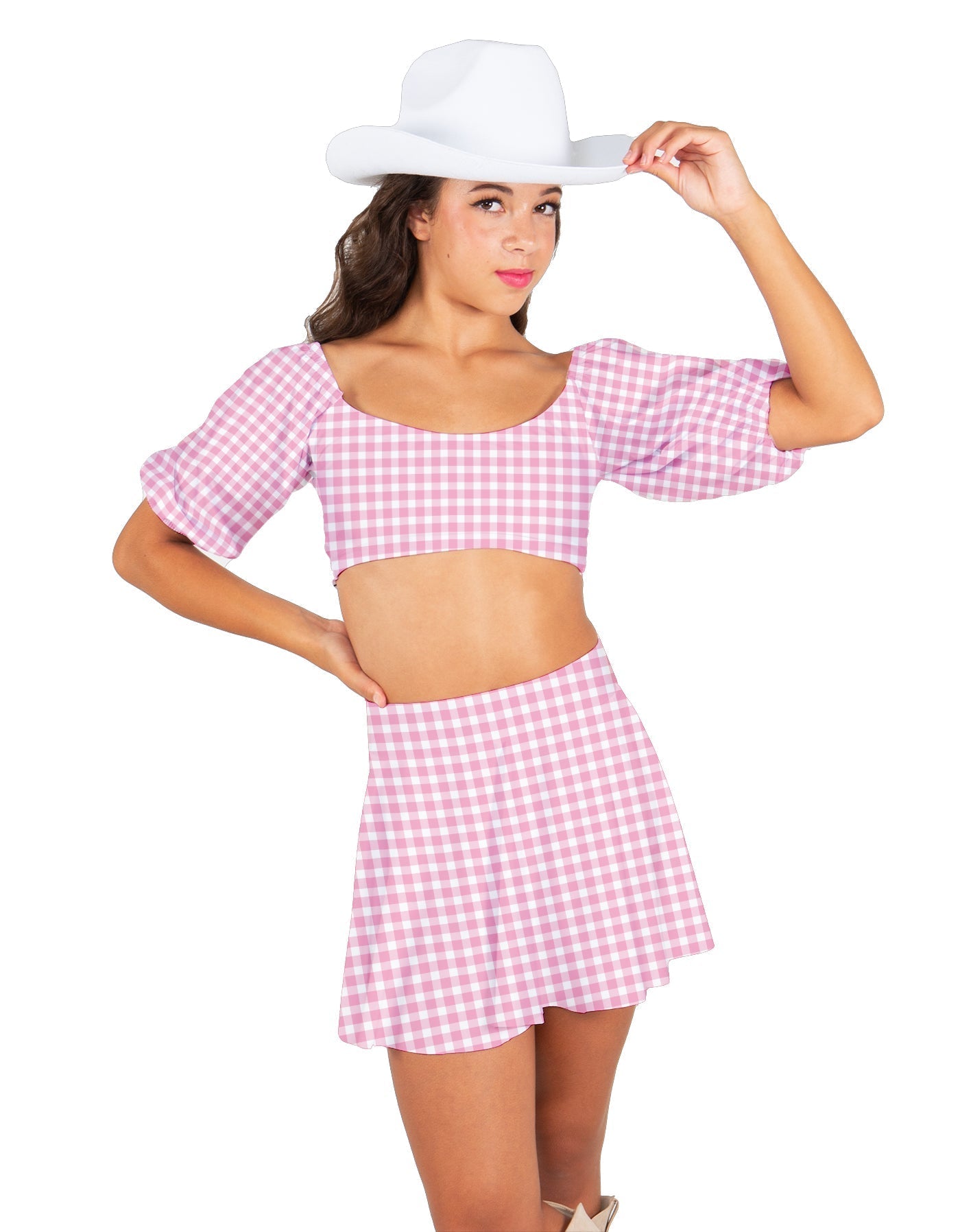 A Little Bit Country Peasant Sleeve Tie Up Crop Top