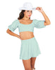 A Little Bit Country Peasant Sleeve Tie Up Crop Top