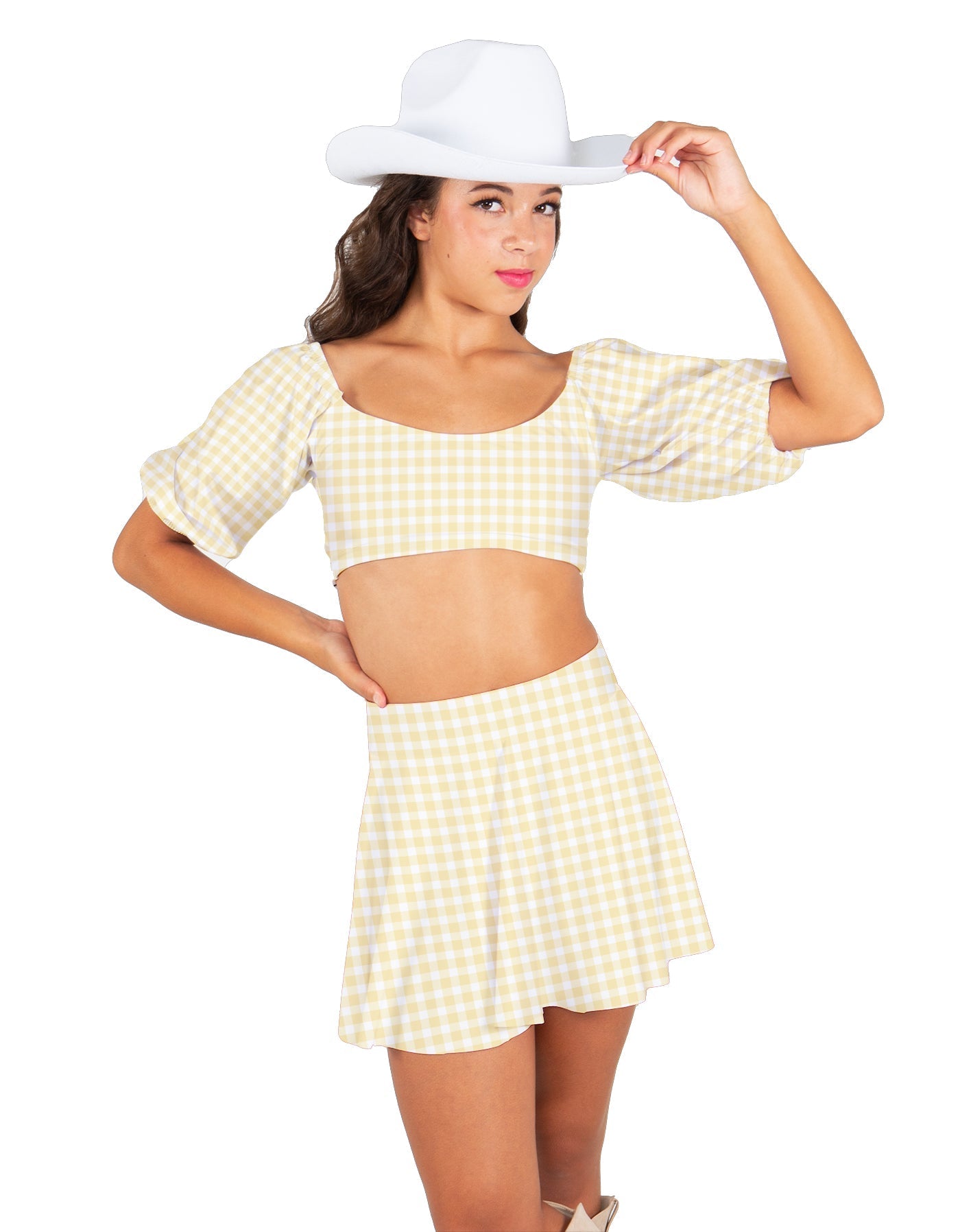 A Little Bit Country Peasant Sleeve Tie Up Crop Top