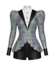 Purple Rain Long Puff Sleeve TNeck Biketard with Regal Peplum
