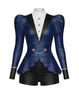 Purple Rain Long Puff Sleeve TNeck Biketard with Regal Peplum