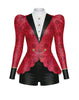 Purple Rain Long Puff Sleeve TNeck Biketard with Regal Peplum