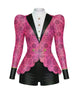 Purple Rain Long Puff Sleeve TNeck Biketard with Regal Peplum