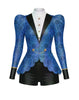 Purple Rain Long Puff Sleeve TNeck Biketard with Regal Peplum