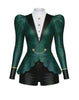 Purple Rain Long Puff Sleeve TNeck Biketard with Regal Peplum