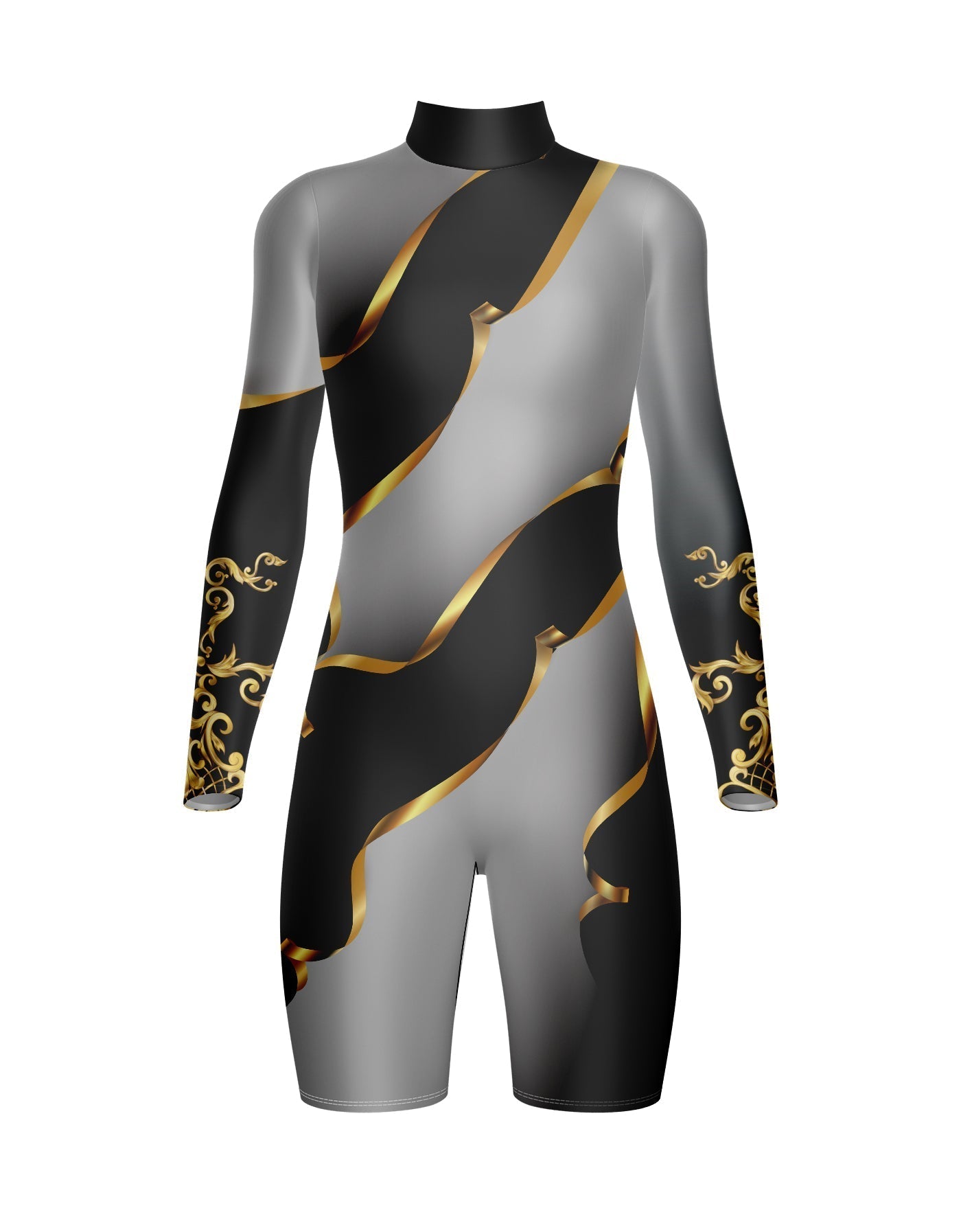 Euro Cut Outs TNeck LS BikeShort Biketard