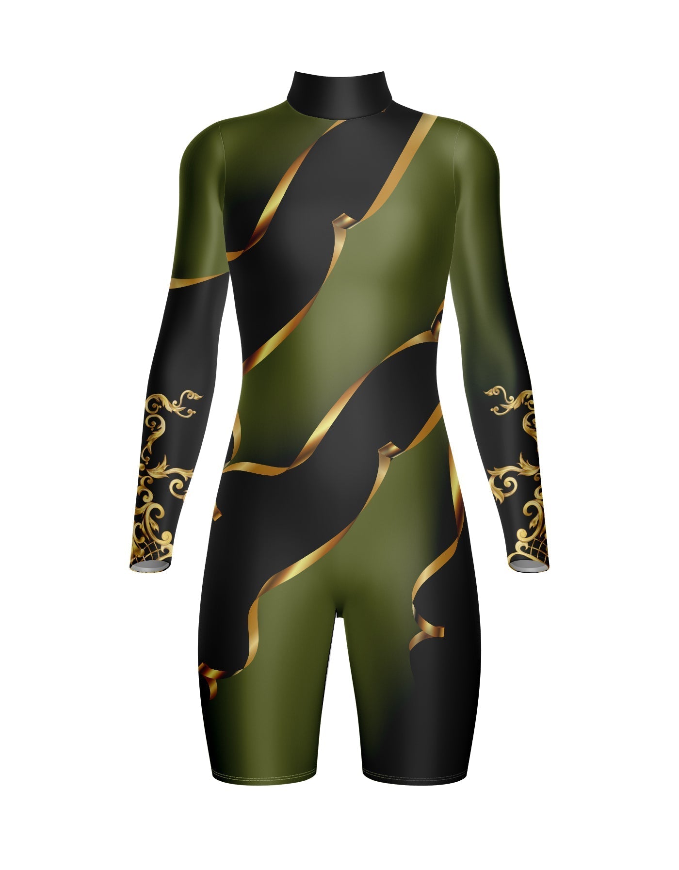 Euro Cut Outs TNeck LS BikeShort Biketard