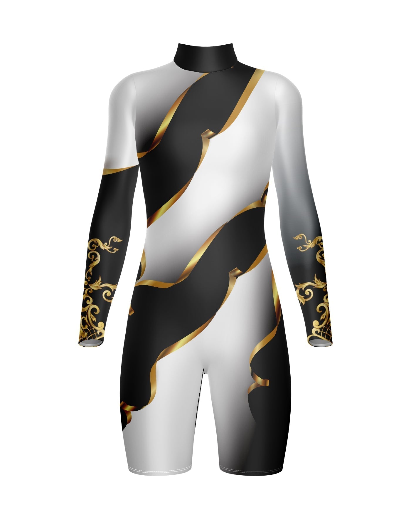 Euro Cut Outs TNeck LS BikeShort Biketard