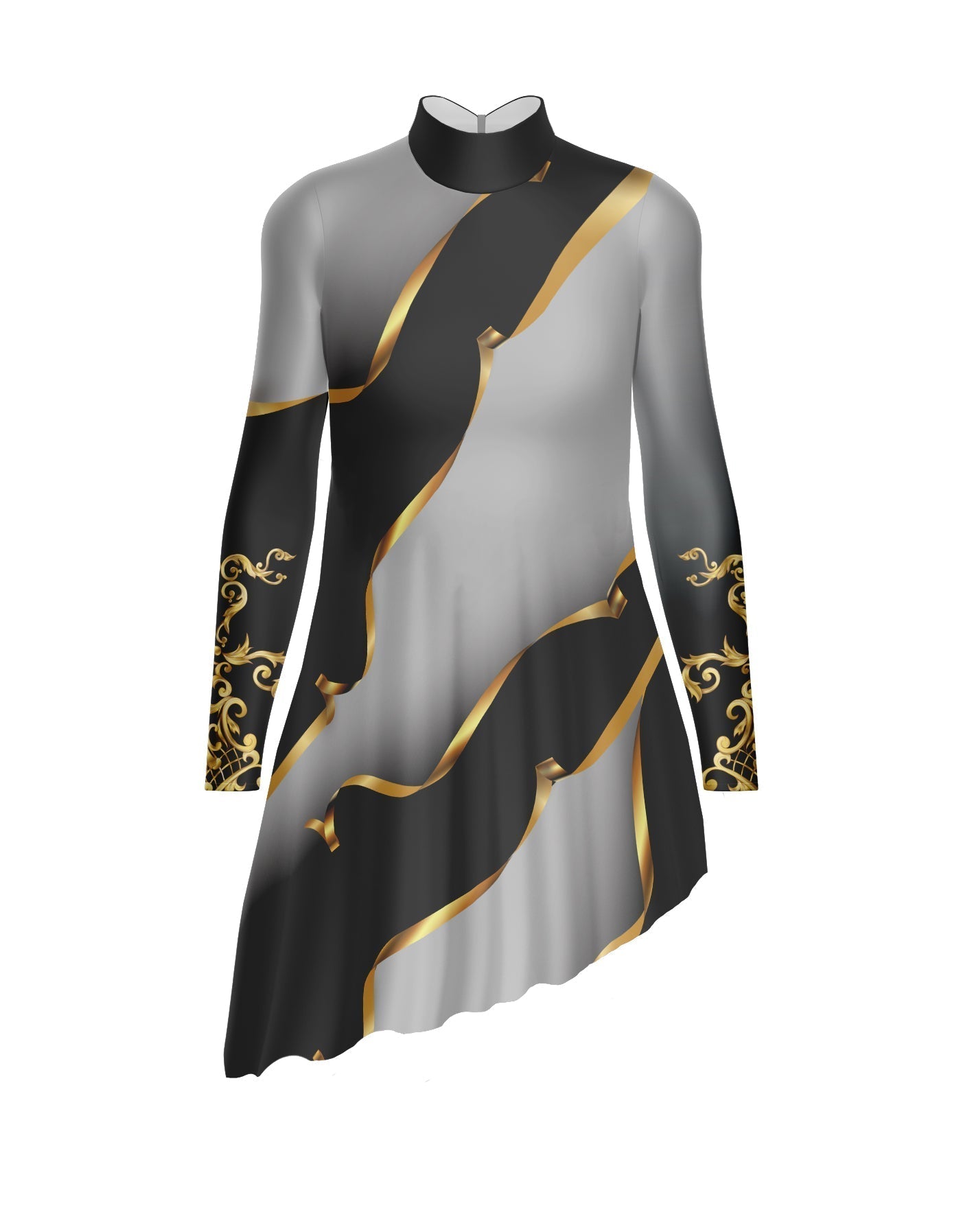 Euro Cut Outs LS TNeck Tunic Asymmetric Skirt