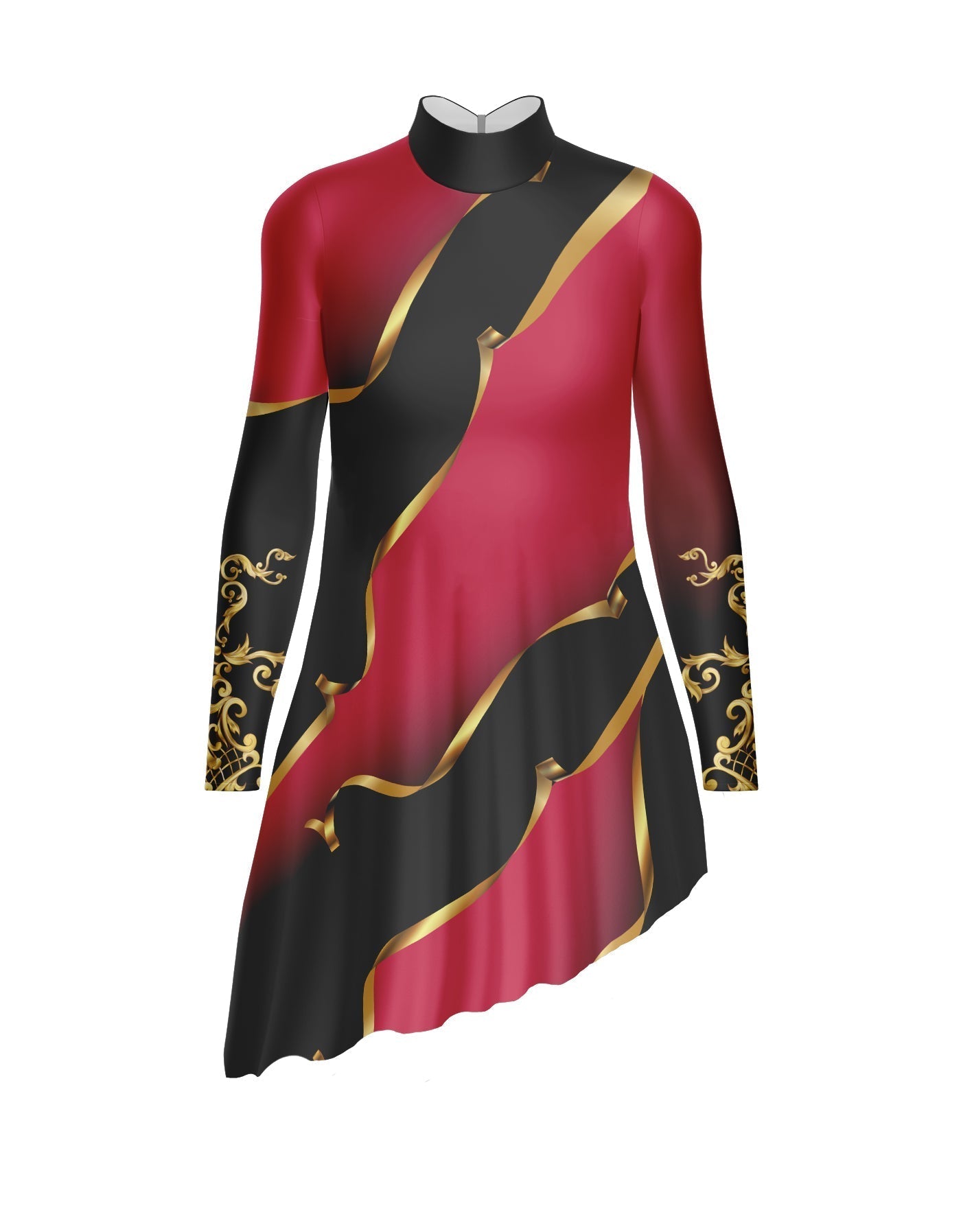 Euro Cut Outs LS TNeck Tunic Asymmetric Skirt
