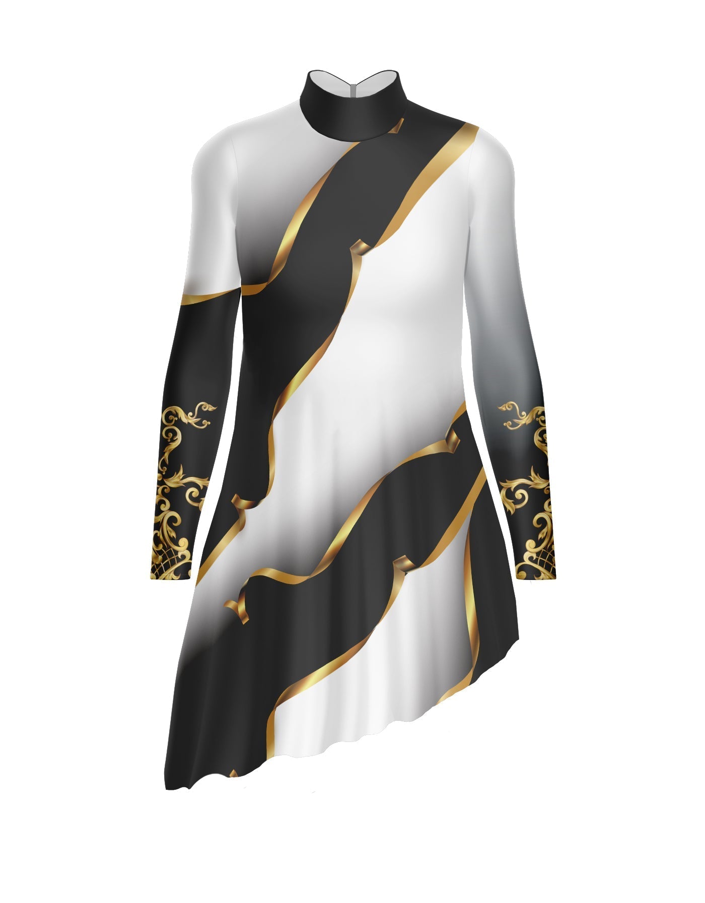 Euro Cut Outs LS TNeck Tunic Asymmetric Skirt