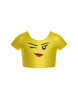 Happy Face Cap Sleeve Crop Top