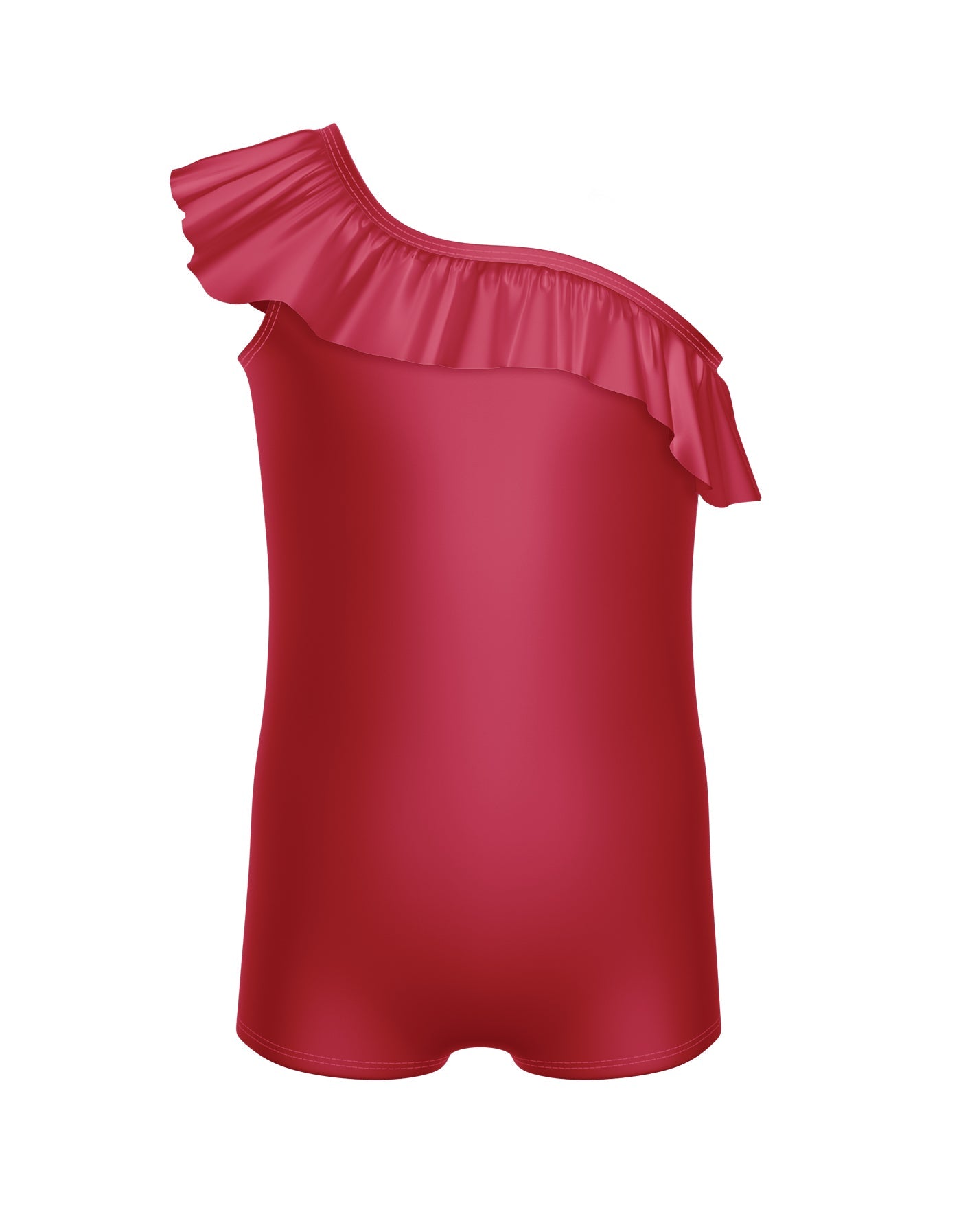 Solid Lycra One Shoulder Biketard with Ruffle