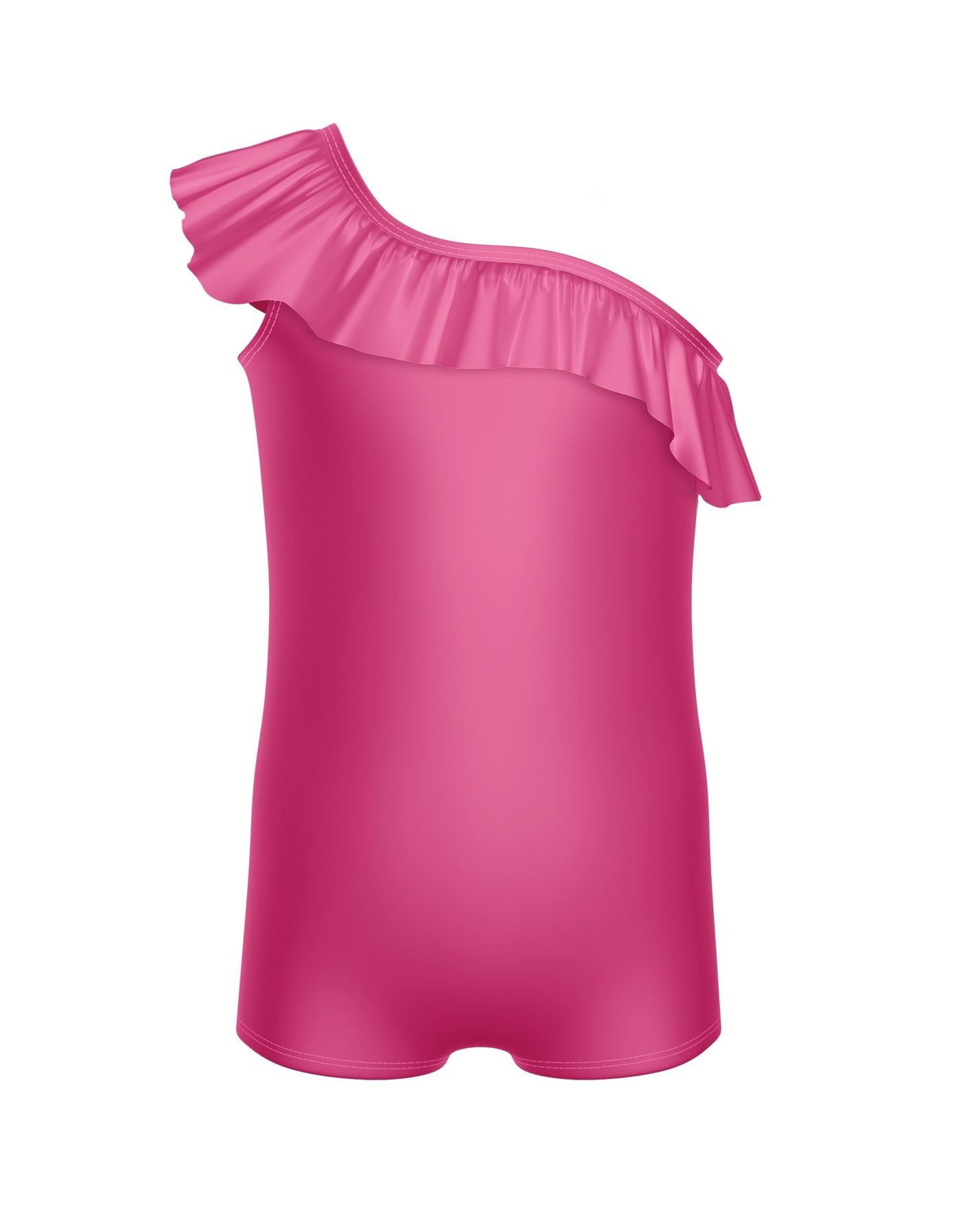 Solid Lycra One Shoulder Biketard with Ruffle