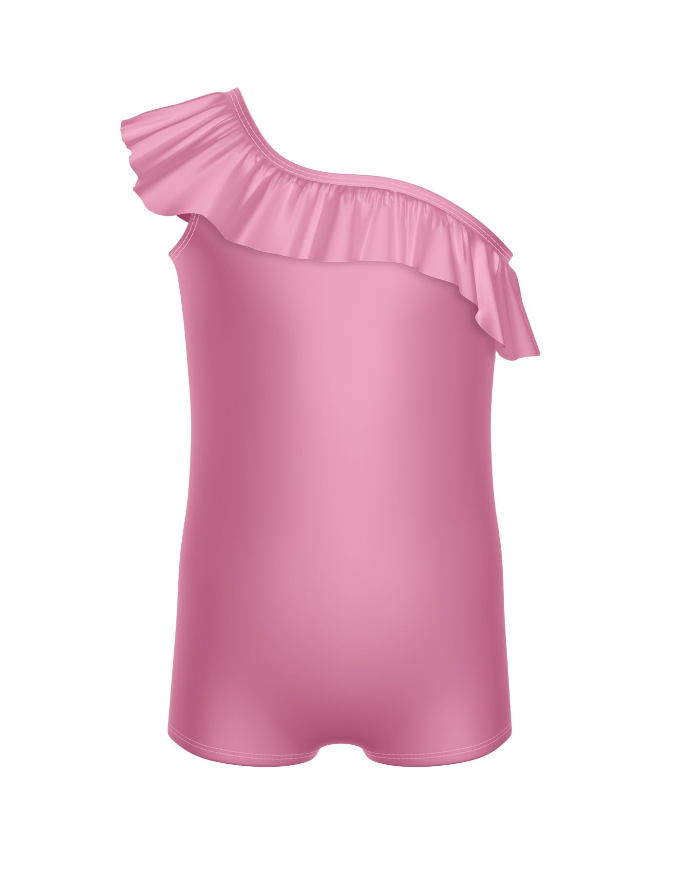 Solid Lycra One Shoulder Biketard with Ruffle