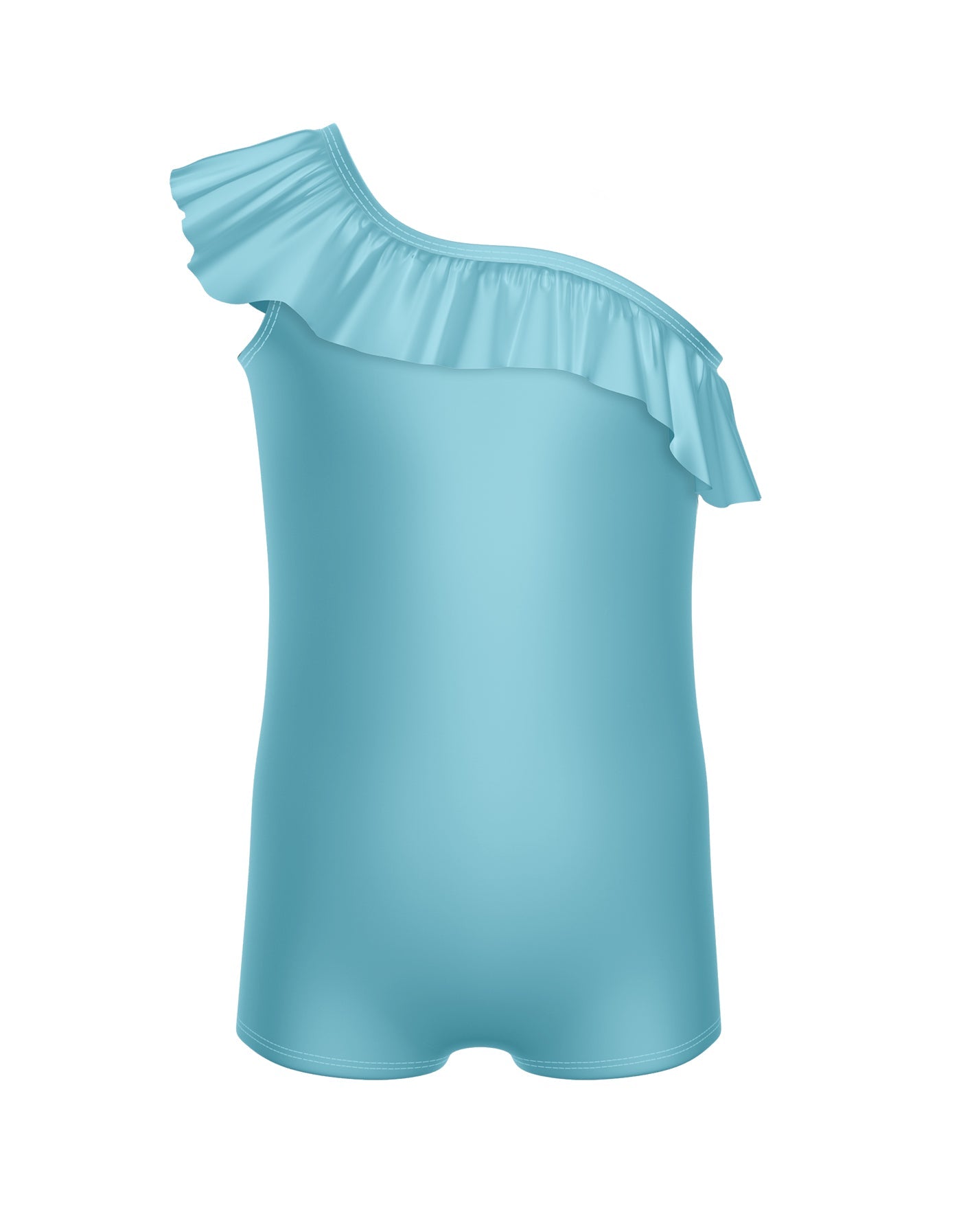 Solid Lycra One Shoulder Biketard with Ruffle